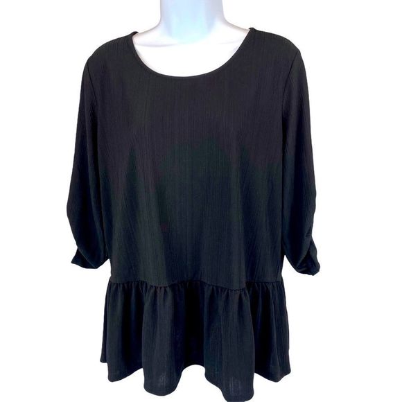 NEW Apt 9 black blouse w pattern & drop waist LP - Picture 1 of 7